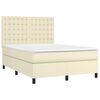 vidaXL Cama com molas/colch&atilde;o 140x190 cm couro artificial cor creme