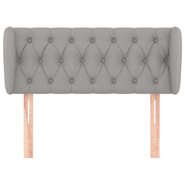 vidaXL Cabeceira de cama c/ abas tecido 103x23x78/88 cm cinzento-claro