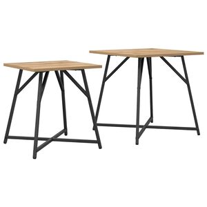vidaXL Conjunto de mesas de apoio 2 pcs Carvalho Artesanal e Preto