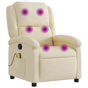 vidaXL Poltrona de massagem reclin&aacute;vel em tecido creme