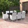 vidaXL 9 pcs conjunto jantar jardim c/ almofad&otilde;es vime PE e vidro