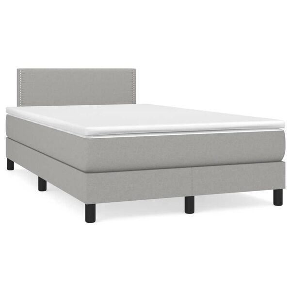 vidaXL Cama box spring c/ colch&atilde;o e LED 120x190 cm tecido cinza-claro