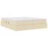 vidaXL Cama com arruma&ccedil;&atilde;o e colch&atilde;o Creme 200 x 200 cm Poli&eacute;ster