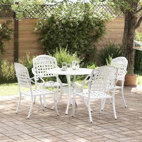 vidaXL Conjunto de Jantar para Jardim 5 pcs Branco Alum&iacute;nio