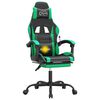 vidaXL Cadeira gaming giratória c/ apoio pés couro artif. preto/verde