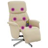 vidaXL Cadeira de massagens reclin&aacute;vel com apoio de p&eacute;s tecido creme