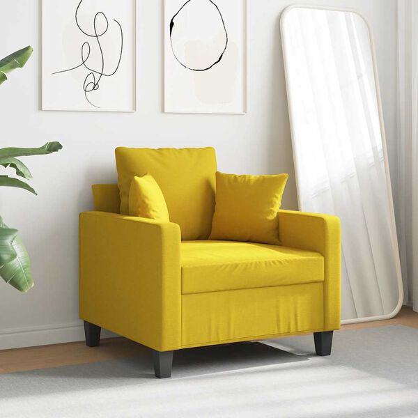 vidaXL Poltrona 60 cm tecido amarelo-claro