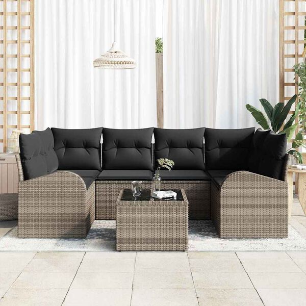 vidaXL Conjunto de Sof&aacute; de Jardim Cinzeto 55 x 55 x 37 cm vime PE