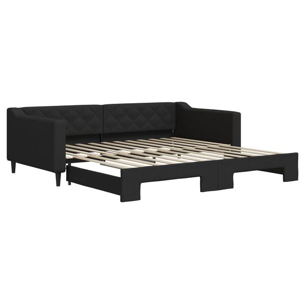 vidaXL Sof&aacute;-cama com gavet&atilde;o 100x200 cm tecido preto