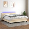 vidaXL Cama box spring c/ colch&atilde;o e LED 160x200 cm tecido cor creme