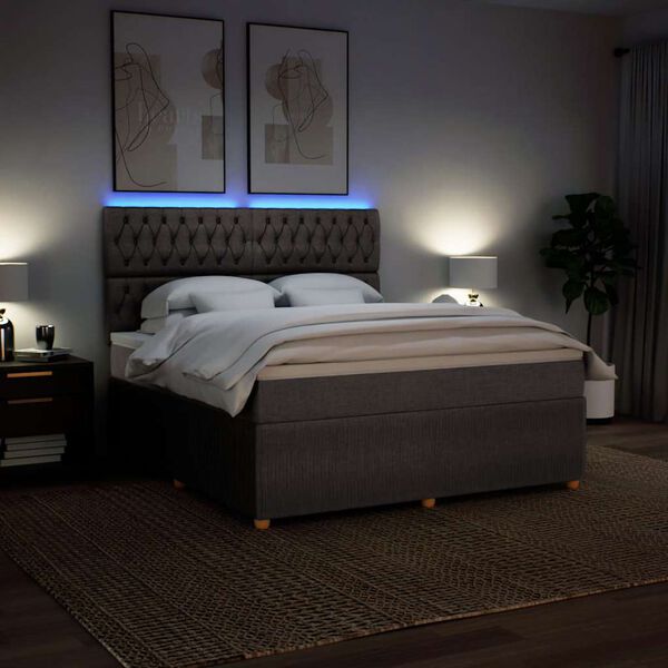 vidaXL Cama com molas/colch&atilde;o 180x200 cm tecido castanho-acinzentado