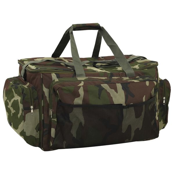 vidaXL Saco de pesca imperme&aacute;vel tecido oxford camuflagem verde