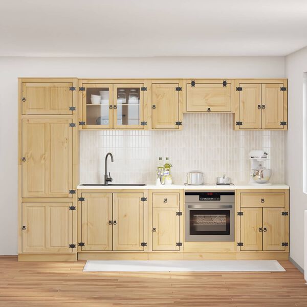 vidaXL Arm&aacute;rio SKI 9 pcs Castanho Mel Madeira de Pinheiro S&oacute;lida