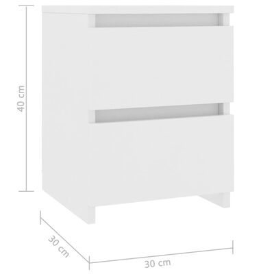 vidaXL Mesa de cabeceira 30x30x40 cm contraplacado branco