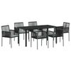 vidaXL Conjunto de Jantar para Jardim 7 unid. Preto Rattan de PE