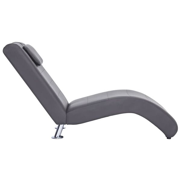 vidaXL Chaise longue com almofada couro artificial cinzento