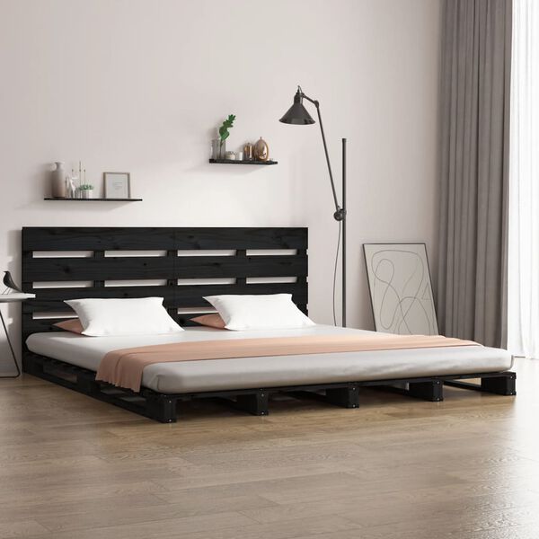 vidaXL Estrutura de cama 140x190 cm madeira de pinho maci&ccedil;a preto
