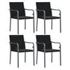 vidaXL Cadeiras jardim c/ almofad&otilde;es 4pcs 56x59x84 cm vime PE preto