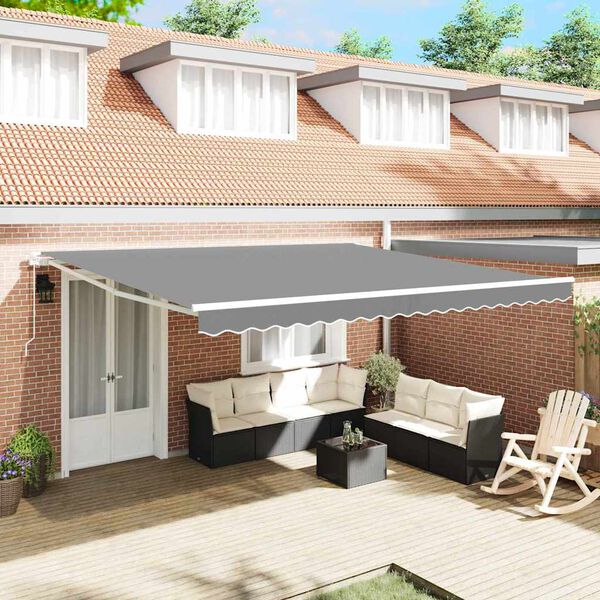 vidaXL Estrutura de Toldo Manual Branco 500 × 350 cm Alumínio