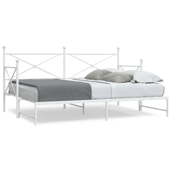 vidaXL Cama de dia com gavet&atilde;o sem colch&atilde;o 90x200 cm a&ccedil;o branco