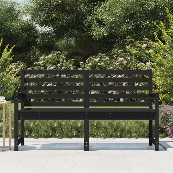 vidaXL Banco de jardim 159,5x48x91,5 cm madeira de pinho maciça preto