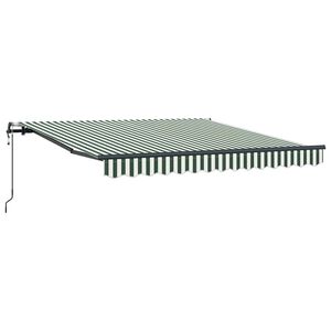 vidaXL Toldo retr&aacute;til Verde e Branco 350 x 250 cm Tecido e Alum&iacute;nio