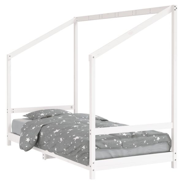 vidaXL Estrutura de cama infantil 90x200 cm pinho maciço branco