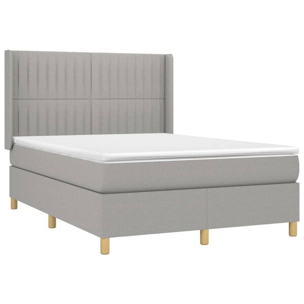 vidaXL Cama com molas/colch&atilde;o 140x190 cm tecido cinzento-claro