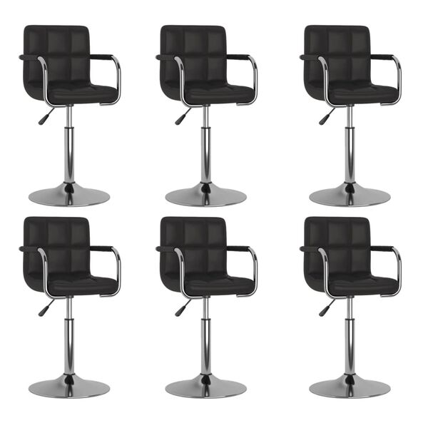 vidaXL Cadeiras de jantar girat&oacute;rias 6 pcs couro artificial preto