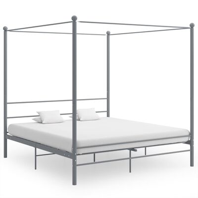 vidaXL Estrutura de cama com dossel 200x200 cm metal cinzento