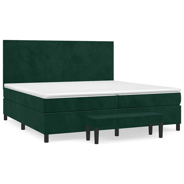 vidaXL Cama com molas/colch&atilde;o 200x200 cm veludo verde-escuro