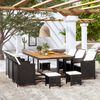 vidaXL 11 pcs conjunto jantar p/ exterior vime e madeira ac&aacute;cia preto