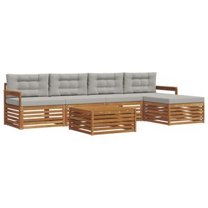 vidaXL Conjunto de Sof&aacute;s para Exterior 6 pcs Cinza Natural e Claro