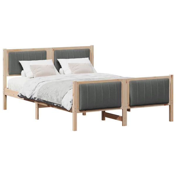 vidaXL Estrutura da cama castanho e cinzento-escuro 135 x 190 cm
