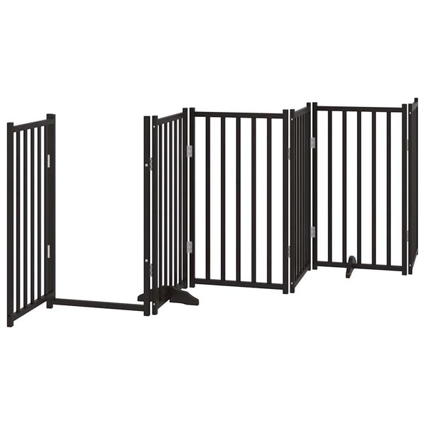 vidaXL Port&atilde;o p/ c&atilde;es com porta dobr&aacute;vel 6 pain&eacute;is 300 cm abeto preto