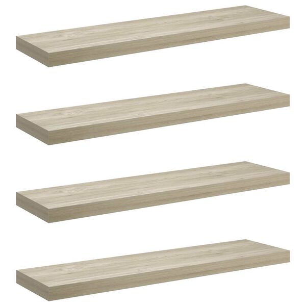 vidaXL Prateleiras parede suspensas 4 pcs 90x23,5x3,8cm MDF carvalho