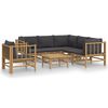 vidaXL 7pcs conj. lounge de jardim bambu c/ almofad&otilde;es cinzento-escuro