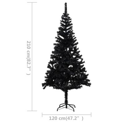 vidaXL Árvore Natal artificial pré-iluminada c/ bolas PVC preto