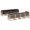 vidaXL 9 pcs conjunto sof&aacute;s de jardim com almofad&otilde;es pinho maci&ccedil;o