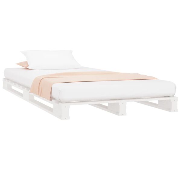 vidaXL Cama de paletes pequena solteiro 75x190cm pinho maci&ccedil;o branco