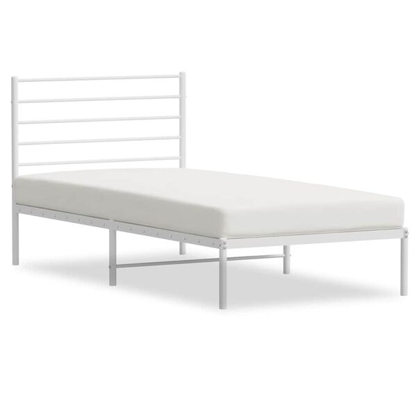 vidaXL Estrutura de cama com cabeceira 90x190 cm metal branco
