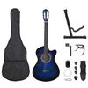 vidaXL 12 pcs conjunto de guitarra clássica com 6 cordas 38" azul