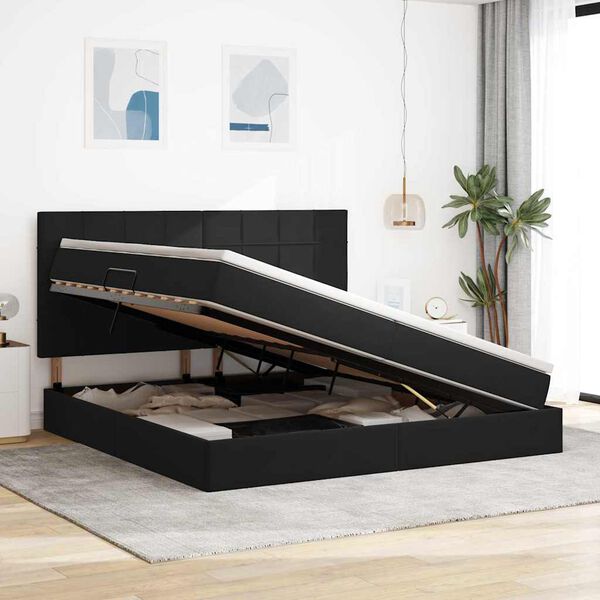 vidaXL Cama com arruma&ccedil;&atilde;o e LED com colch&atilde;o Preto 200 x 200 cm Veludo