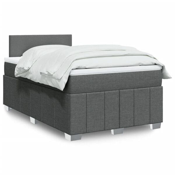 vidaXL Cama boxspring com colch&atilde;o 120x190 cm tecido cinzento-escuro