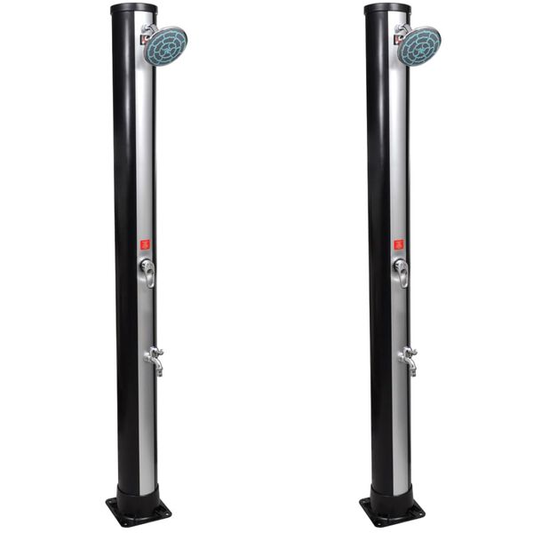 vidaXL Chuveiros solares de exterior c/ cabe&ccedil;a e torneira 2 pcs 35 L
