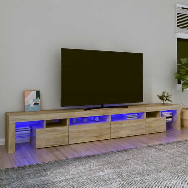 vidaXL M&oacute;vel de TV com luzes LED 260x36,5x40 cm carvalho sonoma