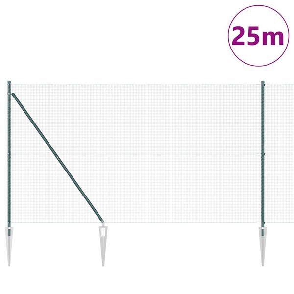 vidaXL Poste de Cerca Verde 25 x 1,5 m (malla de 16 x 16 mm) A&ccedil;o e PVC
