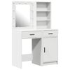 vidaXL Conjunto de Mesa de Maquiagem com LED com gaveta 2 pcs Branco