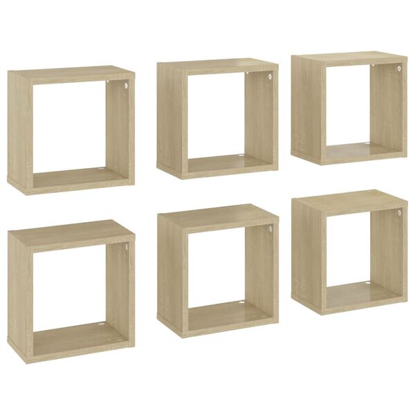 vidaXL Prateleiras de parede em forma de cubo 6 pcs 26x15x26 cm sonoma