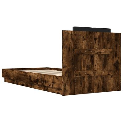 vidaXL Estrutura cama c/ cabeceira derivados madeira carvalho fumado